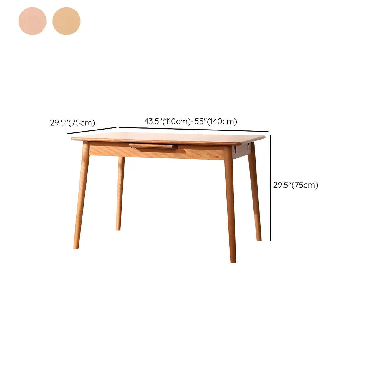 Scandinavian Natural Wood Extendable Dining Table