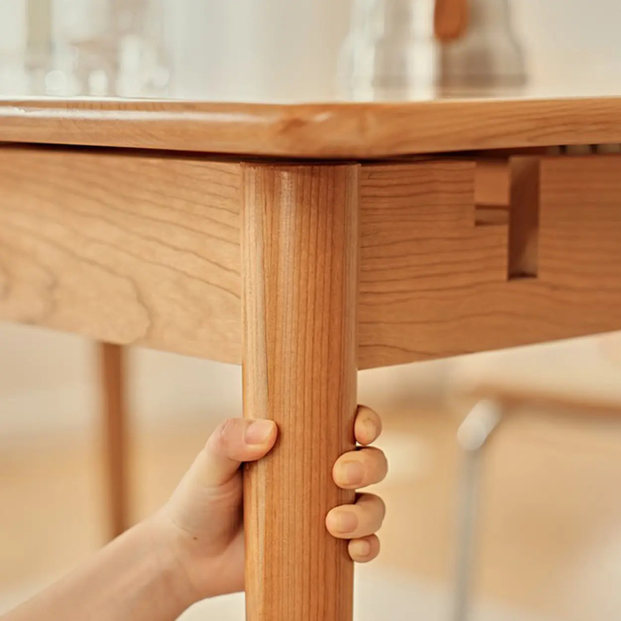 Scandinavian Natural Wood Extendable Dining Table