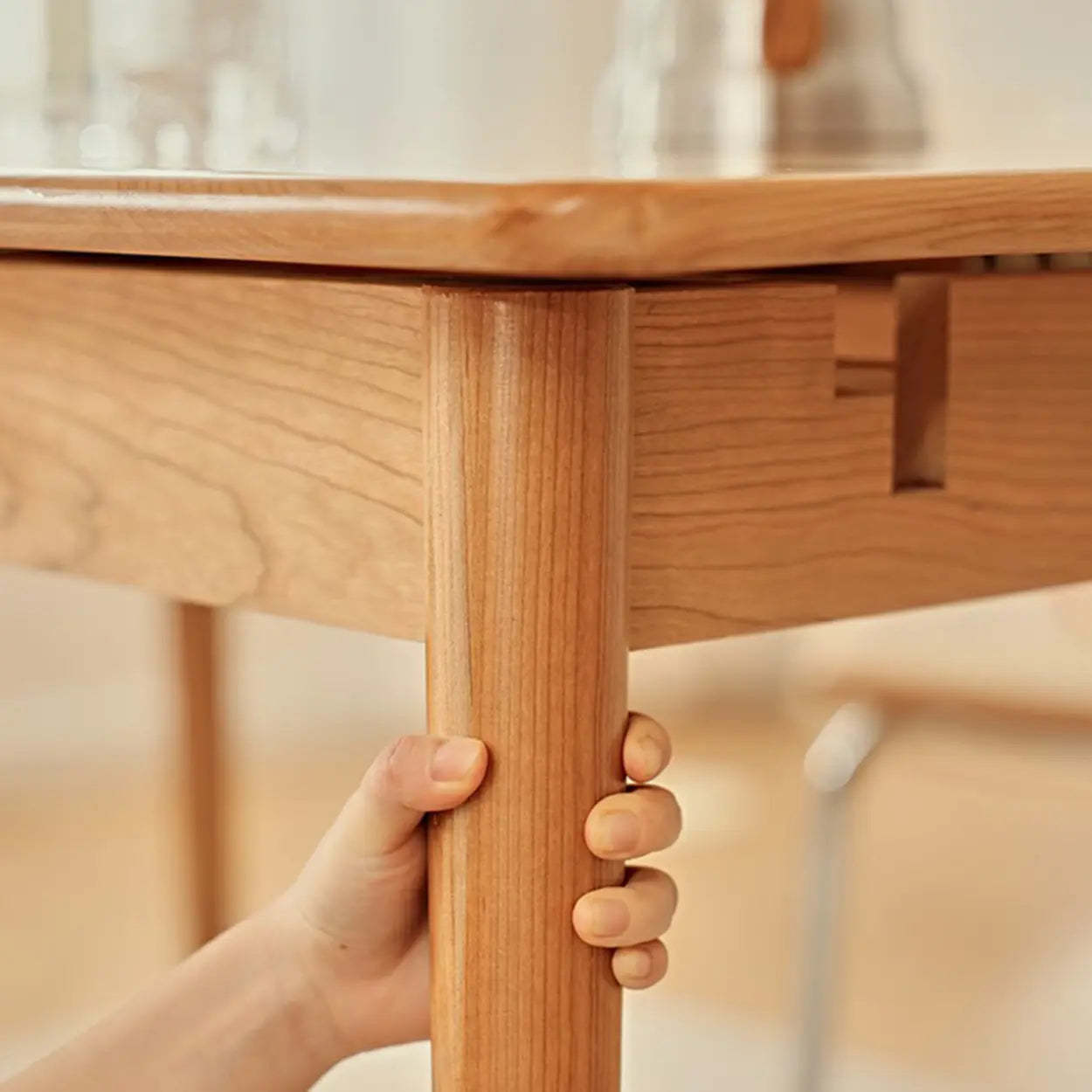 Scandinavian Natural Wood Extendable Dining Table