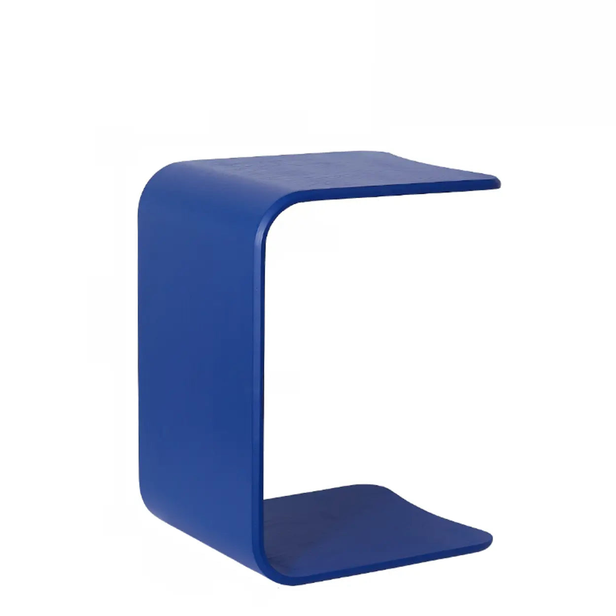 Scandinavian Wood C-Shaped Side Table — Green