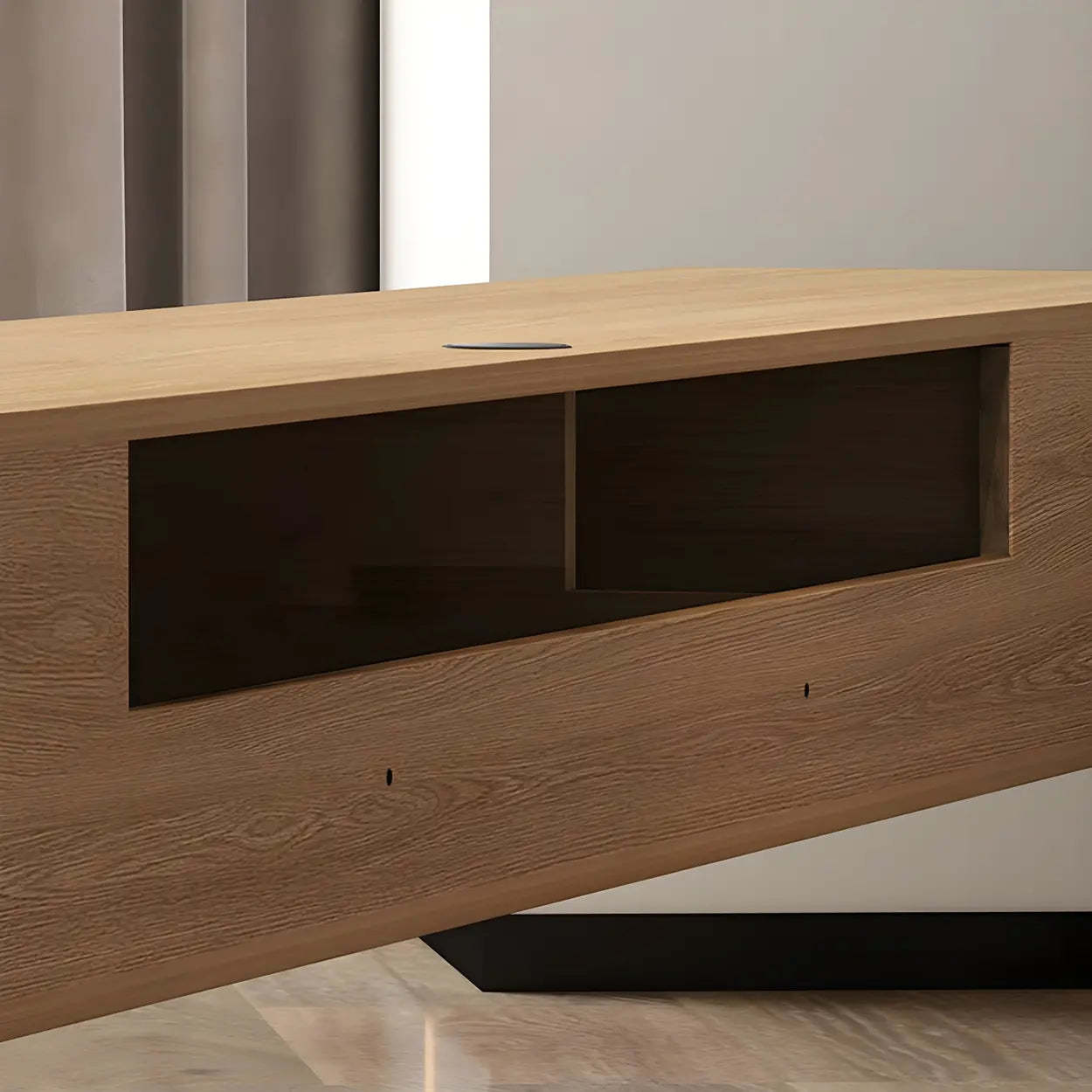 Scandinavian Rectangular Wood Wall-Mount TV Stand — Natural Wood/ White