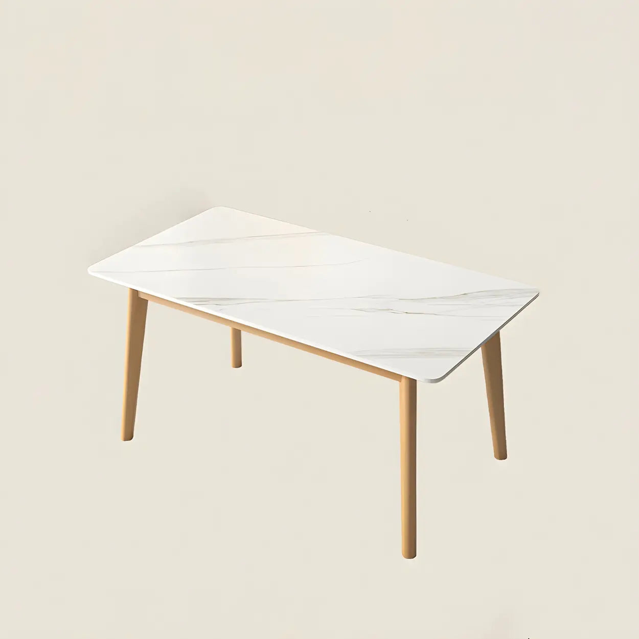 Scandinavian White Wood Dining Table