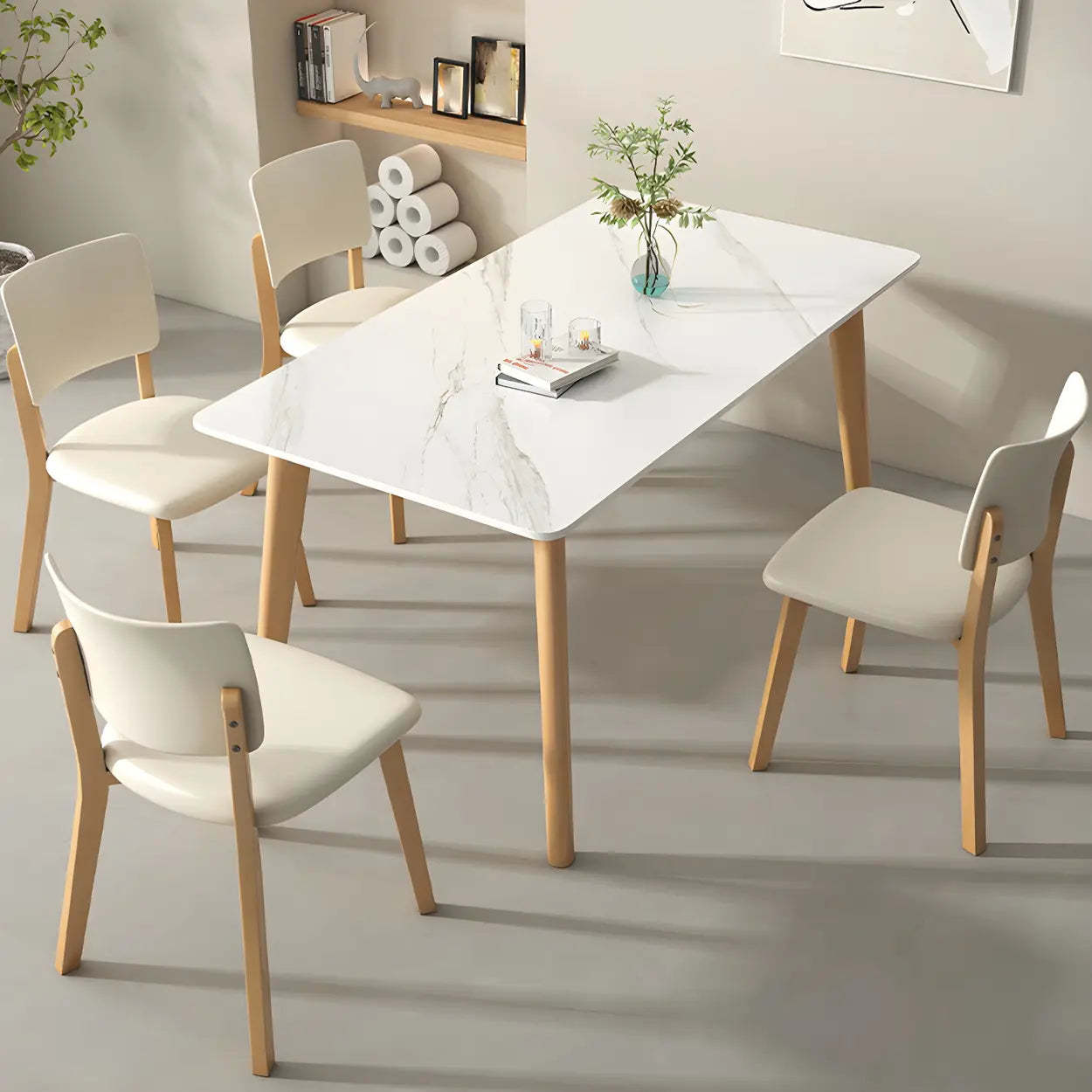 Scandinavian White Wood Dining Table
