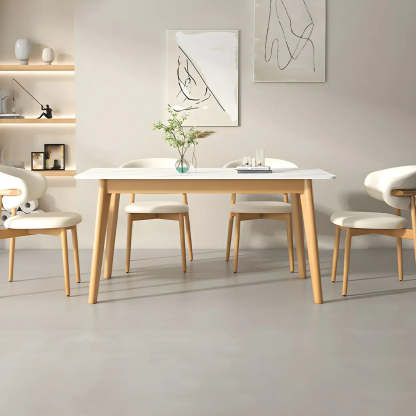 Scandinavian White Wood Dining Table — Table Only