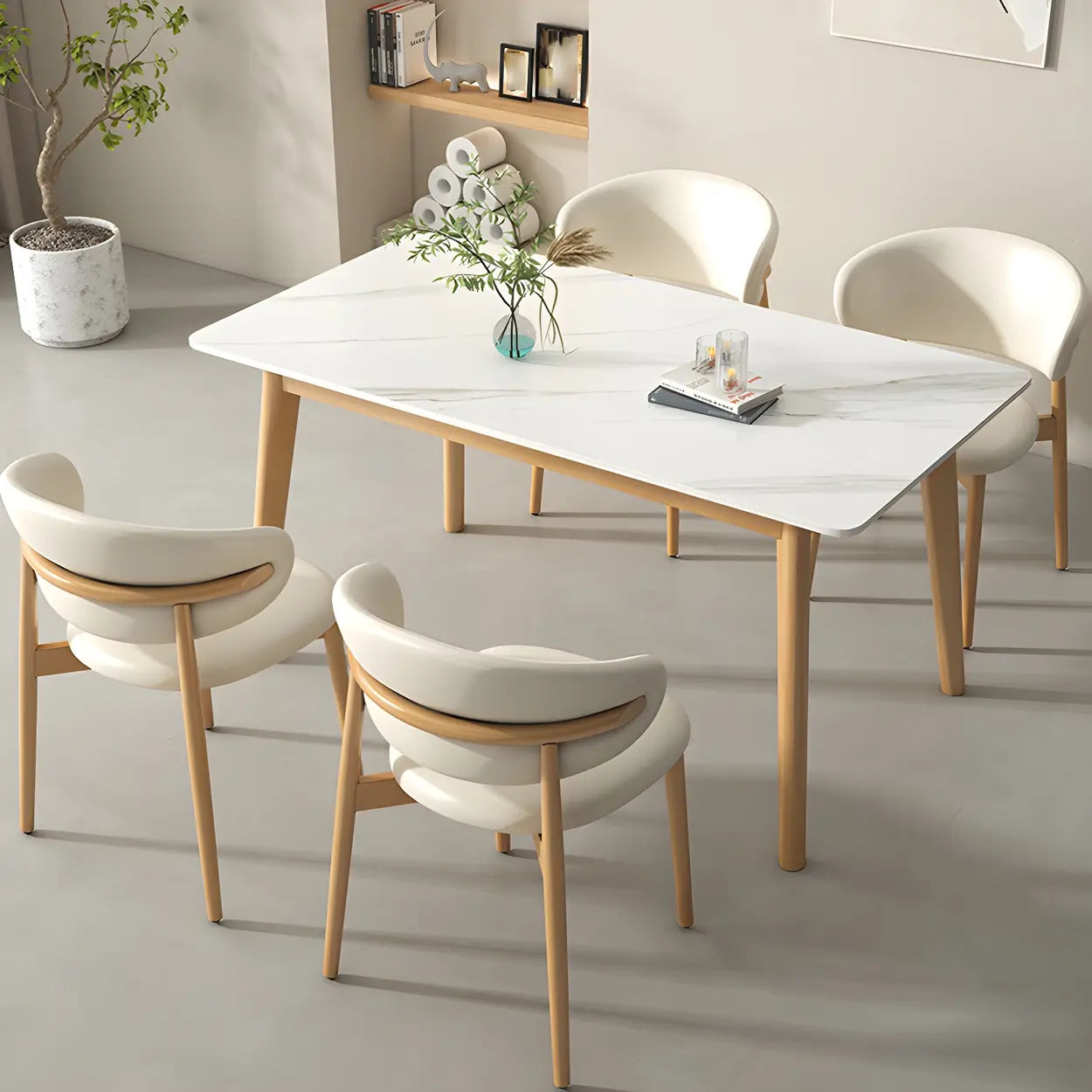 Scandinavian White Wood Dining Table — Table Only