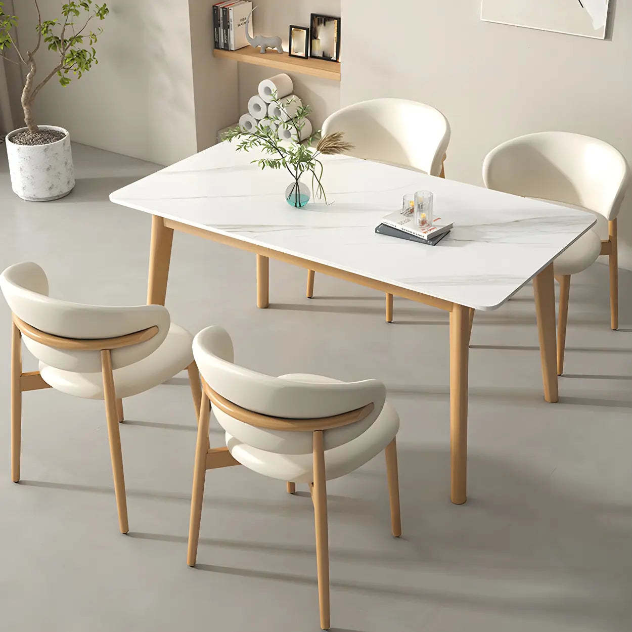 Lighom nordic white dining tables in wood — 51.2"L x 31.5"W x 29.9"H