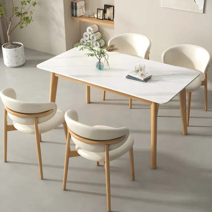 Scandinavian White Wood Dining Table — Table Only