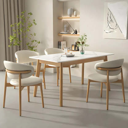 Scandinavian White Wood Dining Table — Table Only