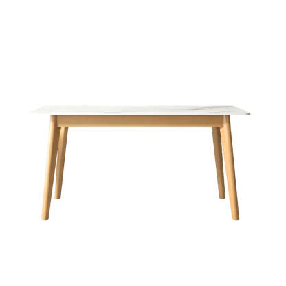 Scandinavian White Wood Dining Table — Table Only