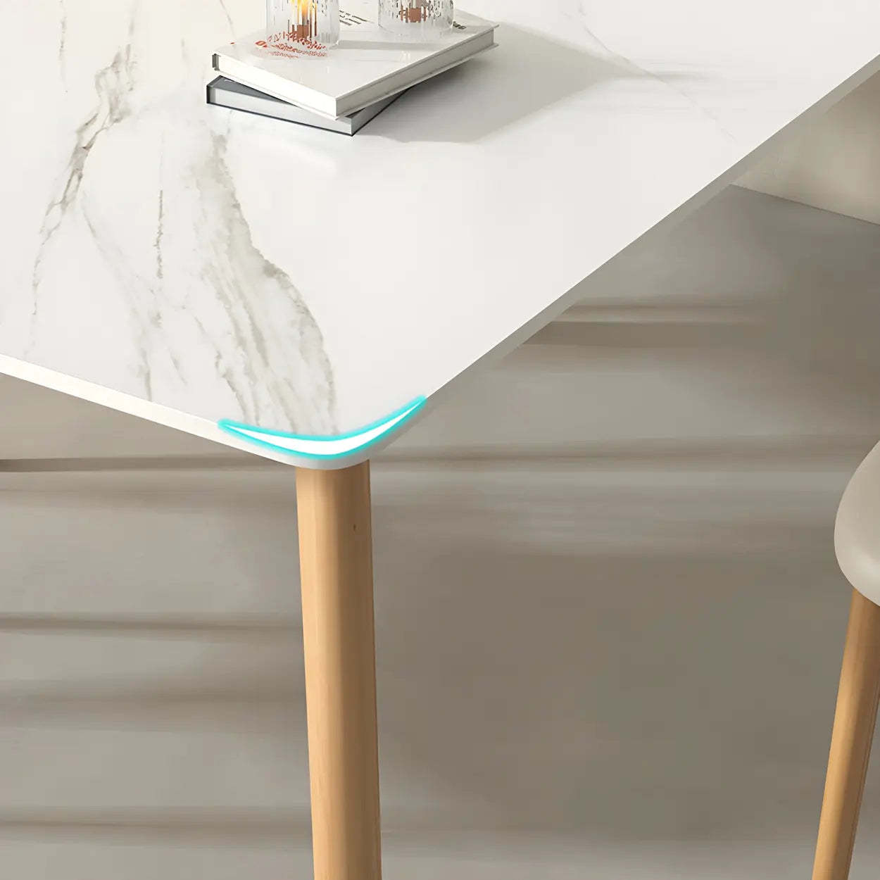 Scandinavian White Wood Dining Table