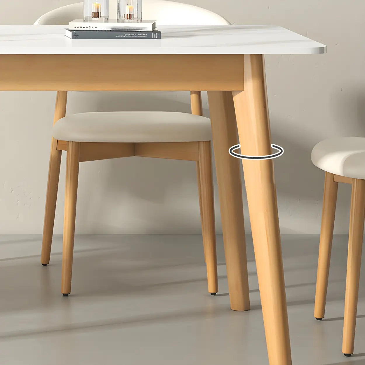 Scandinavian White Wood Dining Table