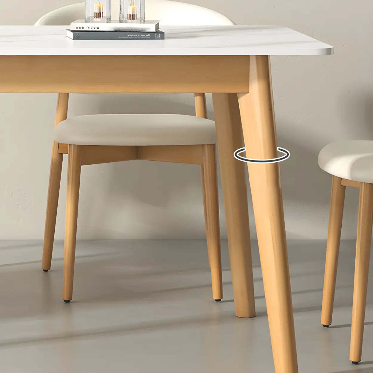 Scandinavian White Wood Dining Table