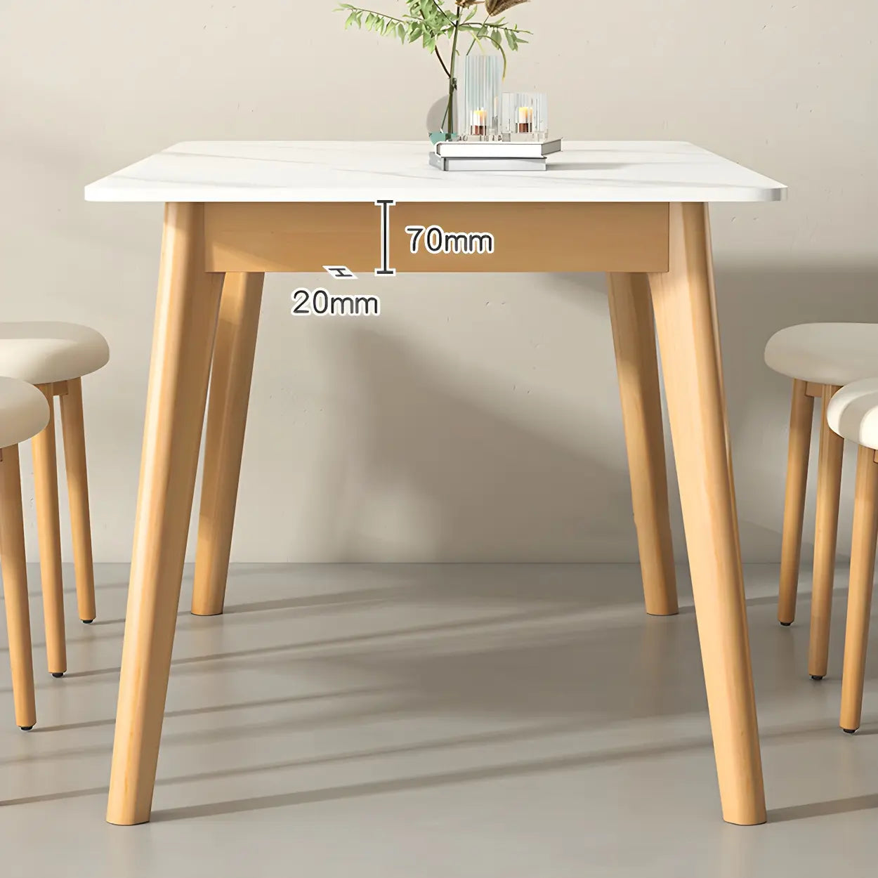 Scandinavian White Wood Dining Table