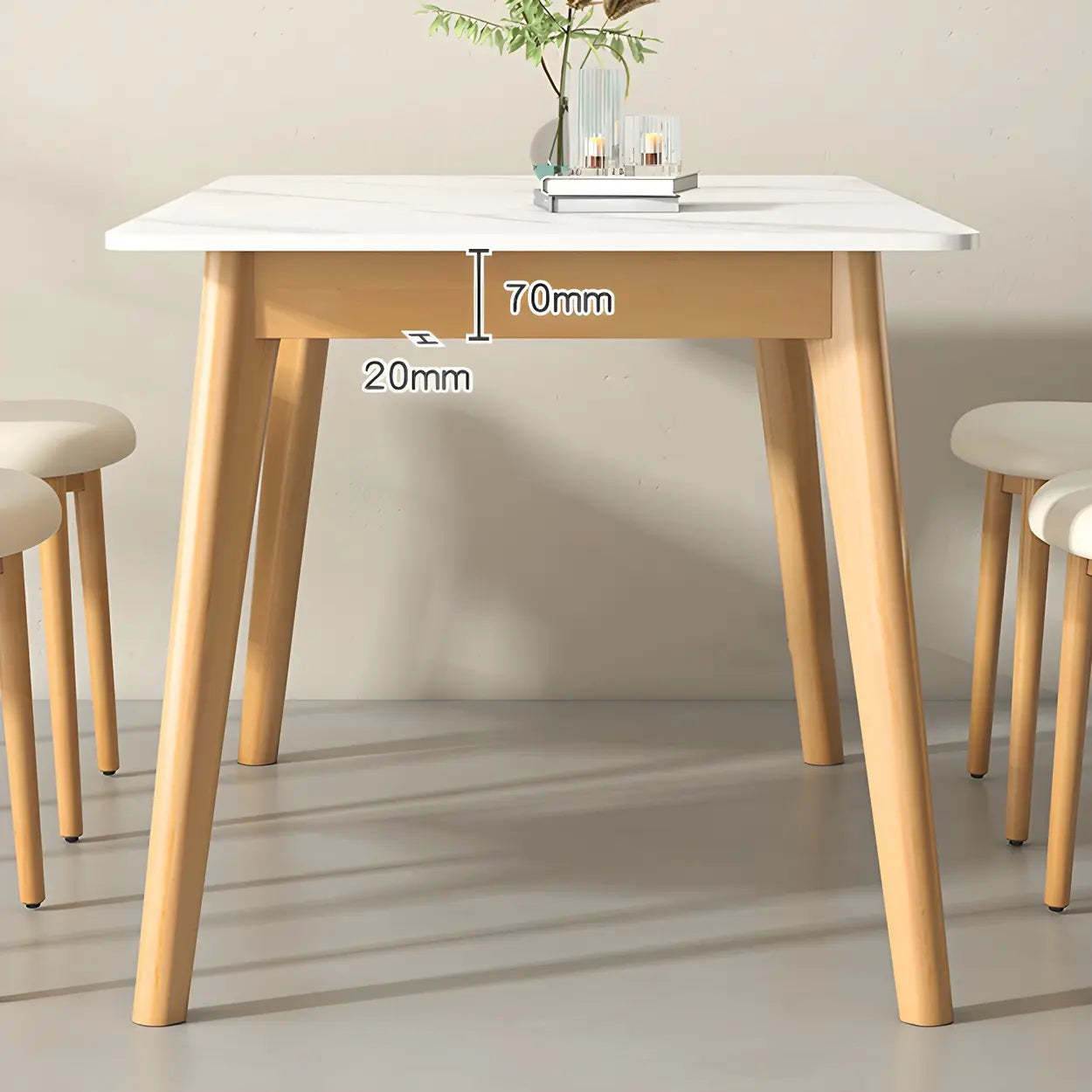 Scandinavian White Wood Dining Table