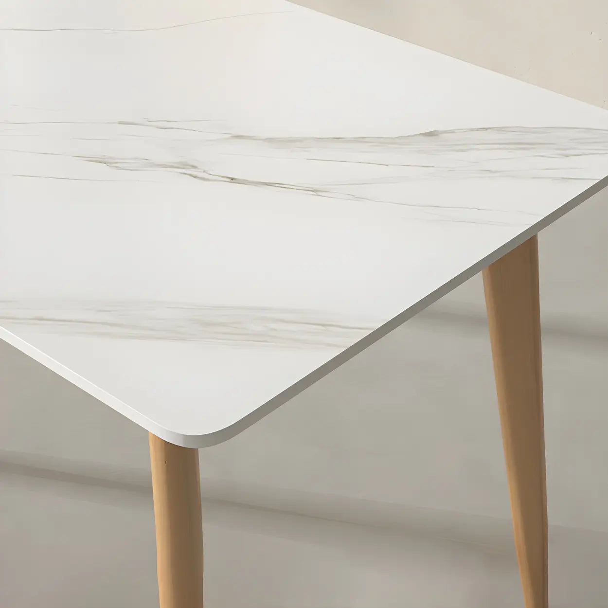 Scandinavian White Wood Dining Table