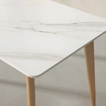 Scandinavian White Wood Dining Table
