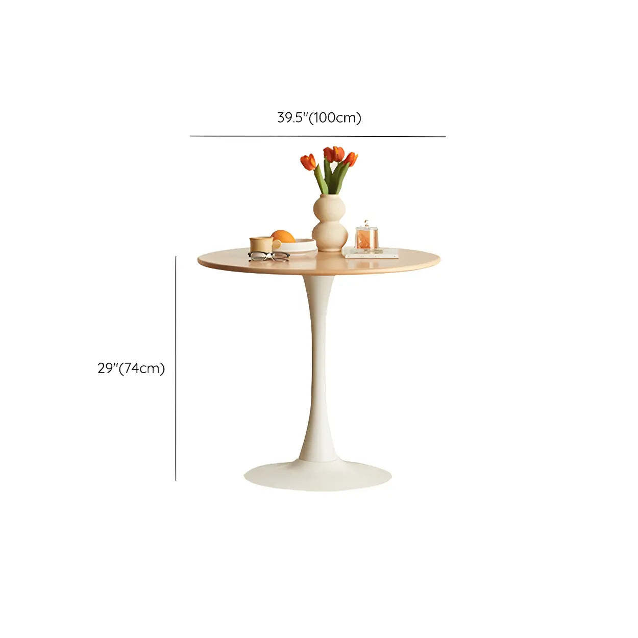 Scandinavian Round Wood Dining Table — Cherry / Table Only