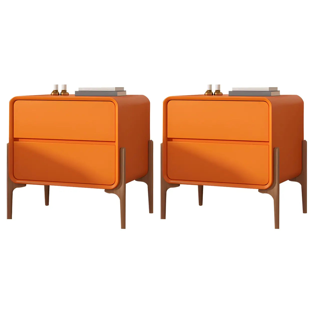 Scandinavian Rounded Off-White 2-Drawer Nightstand — Light Gray / 1 Piece