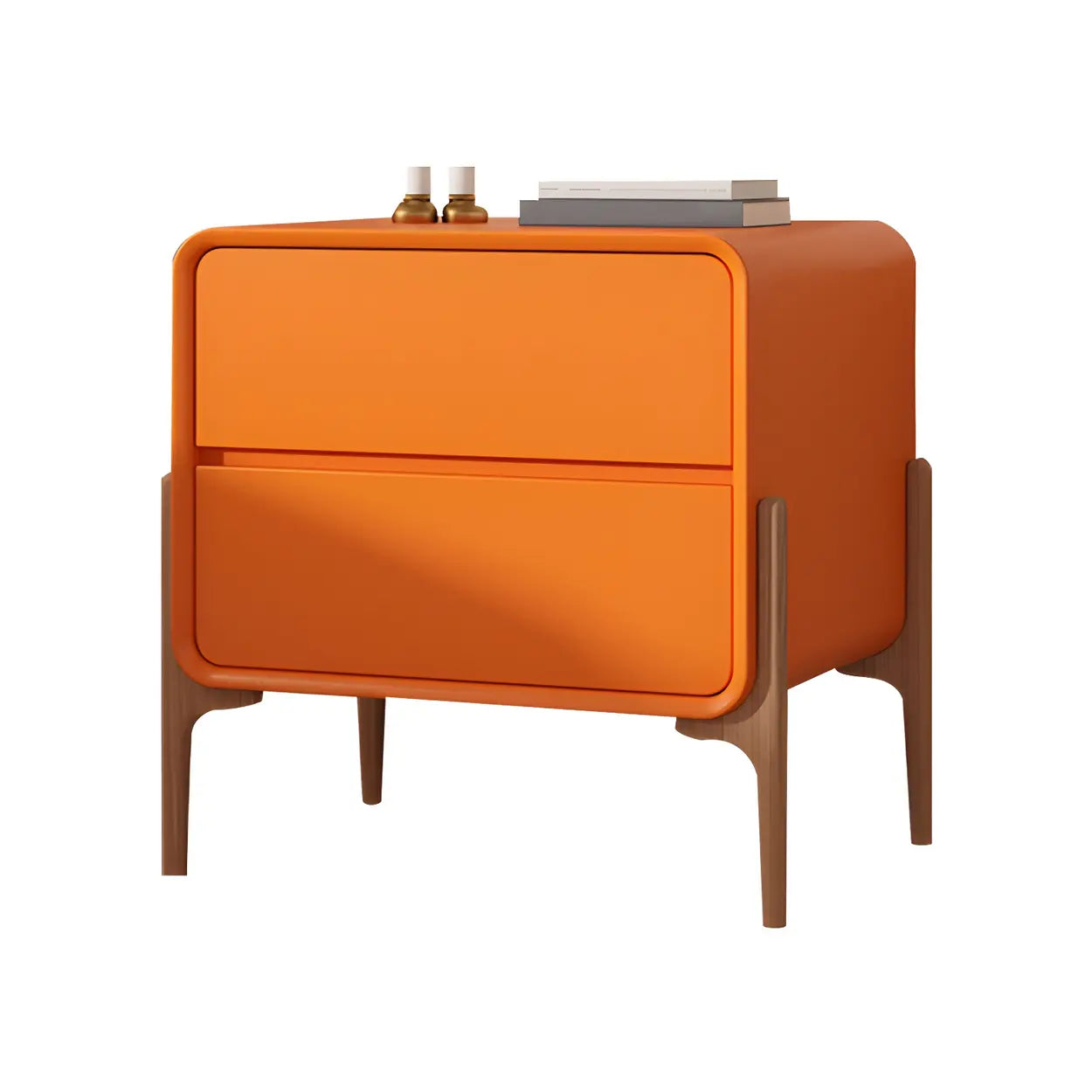 Scandinavian Rounded Off-White 2-Drawer Nightstand — Khaki / 1 Piece