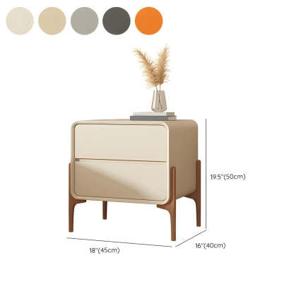 Scandinavian Rounded Off-White 2-Drawer Nightstand — Orange / 1 Piece