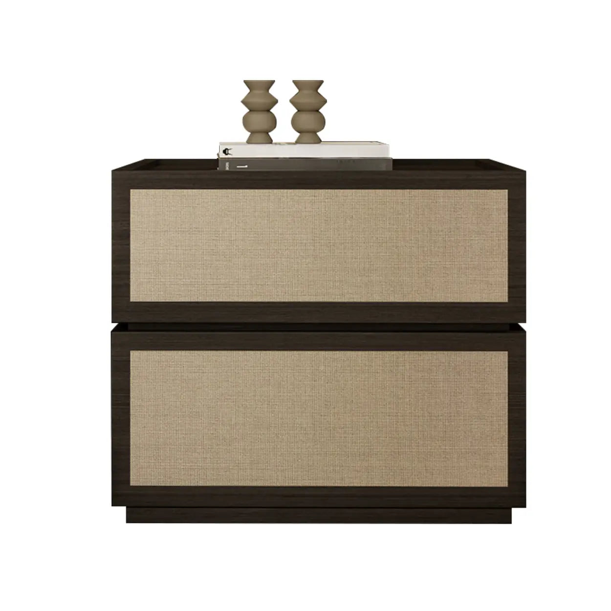 Scandinavian Rustic Wood 2-Drawer Nightstand — Walnut