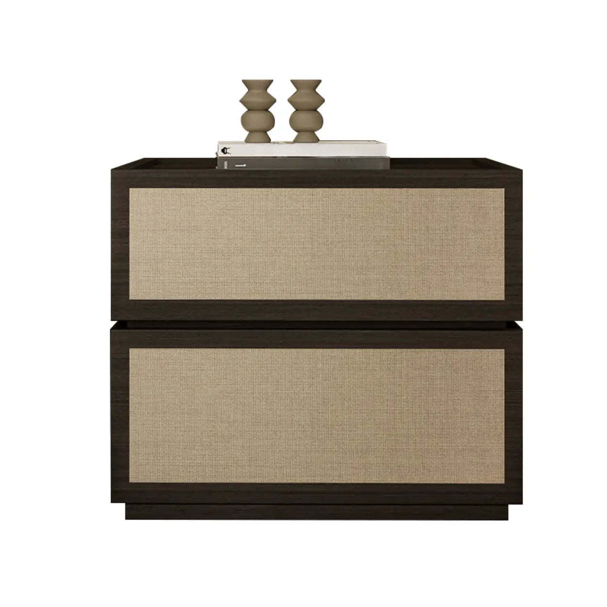 Scandinavian Rustic Wood 2-Drawer Nightstand — Walnut
