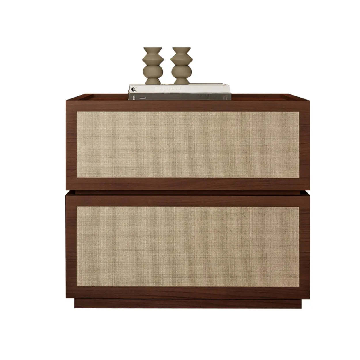Scandinavian Rustic Wood 2-Drawer Nightstand — Dark Walnut