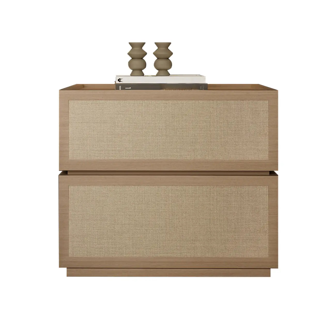 Scandinavian Rustic Wood 2-Drawer Nightstand — Walnut