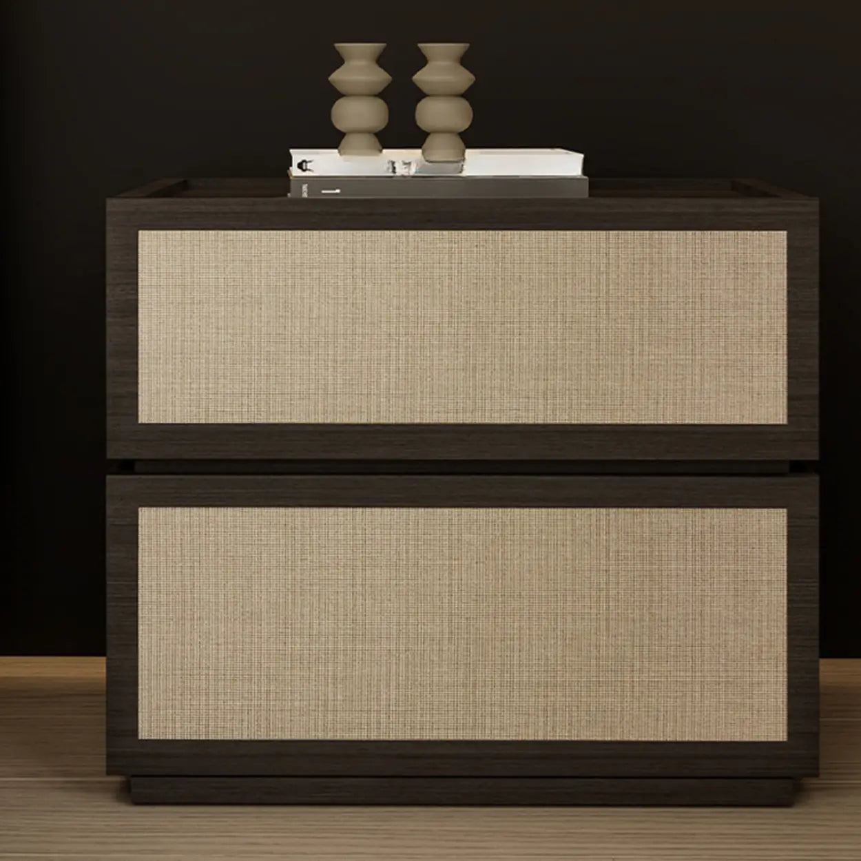 Scandinavian Rustic Wood 2-Drawer Nightstand