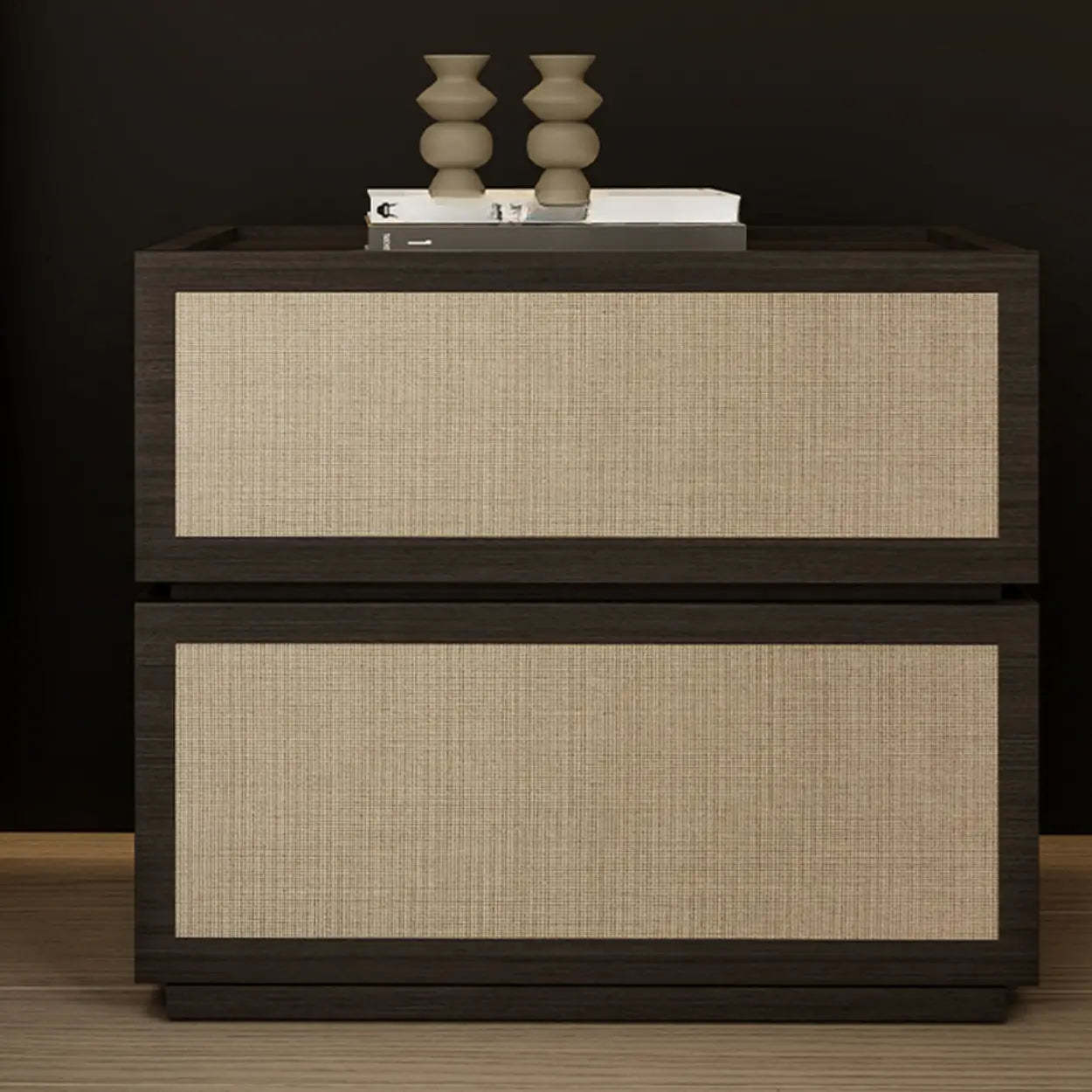 Scandinavian Rustic Wood 2-Drawer Nightstand