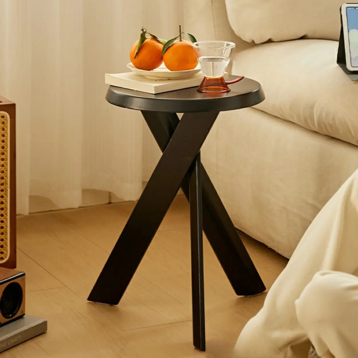 Scandinavian Small Wood Tripod Side Table