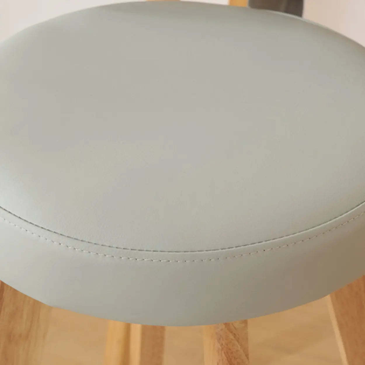 Scandinavian Swivel Wood Leather Padded Bar Stool — Natural / Cow Leather / Beige