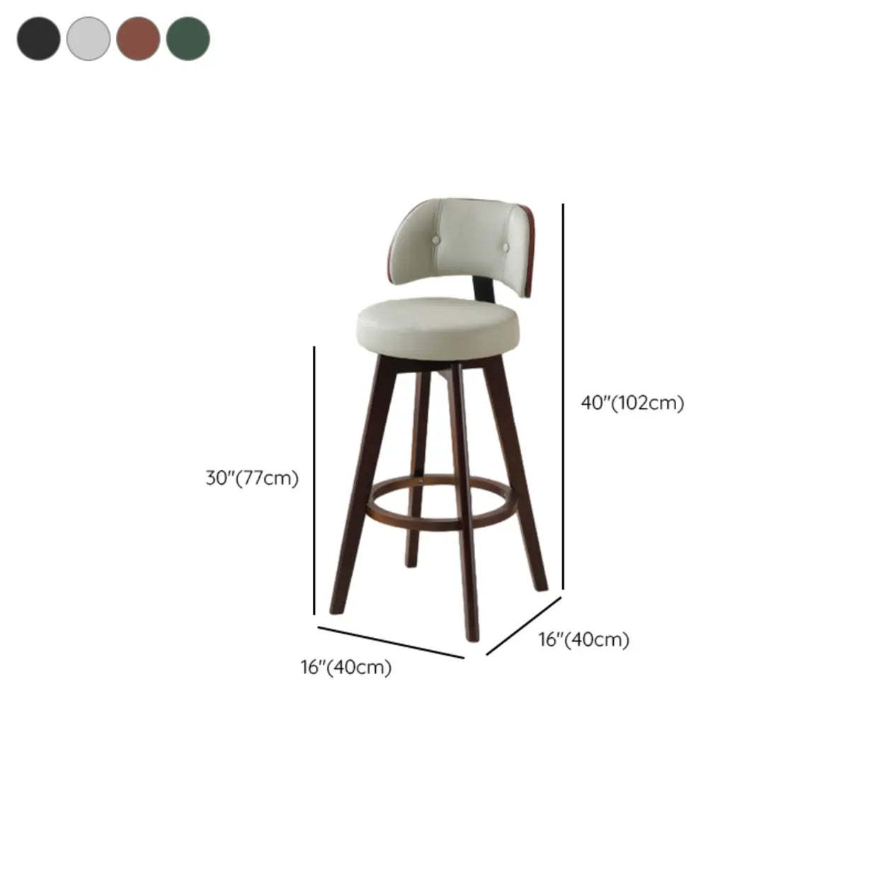 Scandinavian Swivel Wood Leather Padded Bar Stool