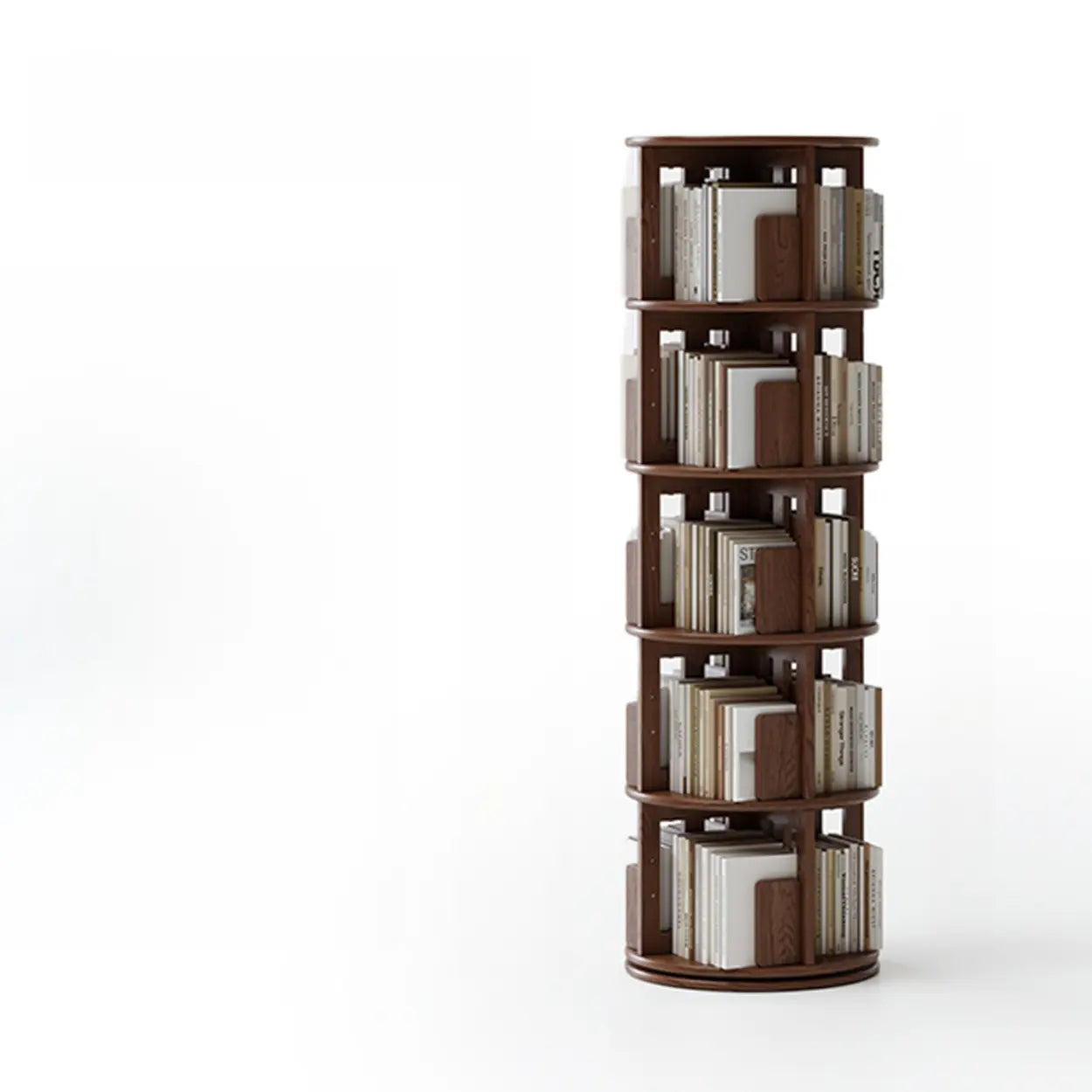 Scandinavian Tiered Rotating Wood Corner Bookshelf
