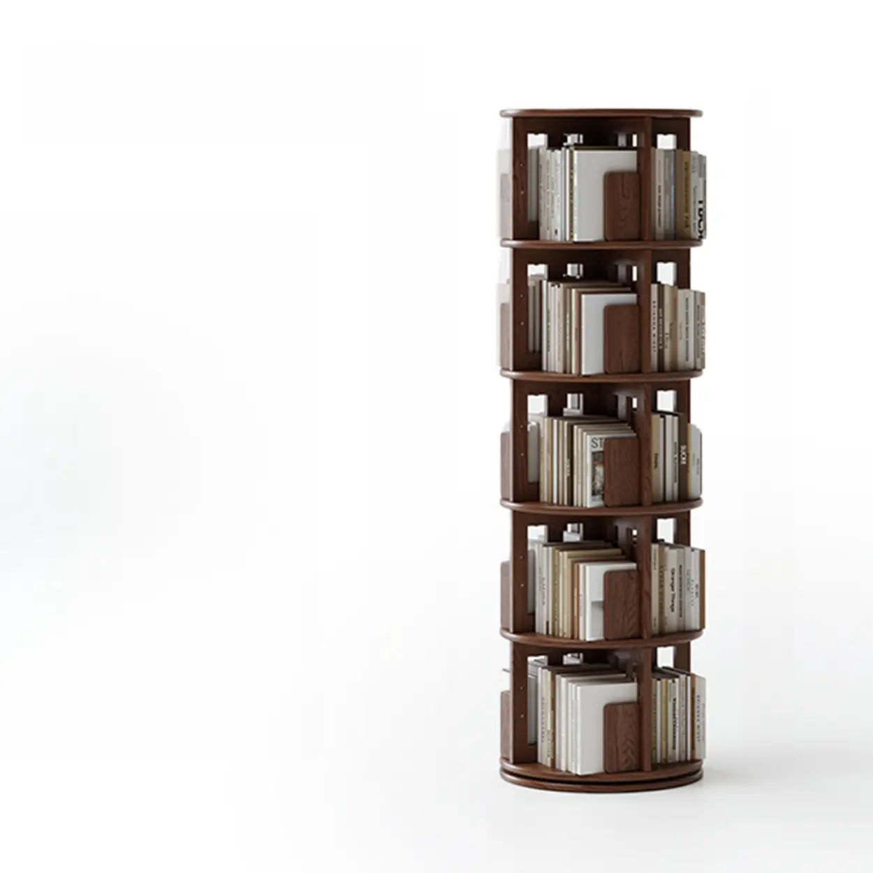 Scandinavian Tiered Rotating Wood Corner Bookshelf