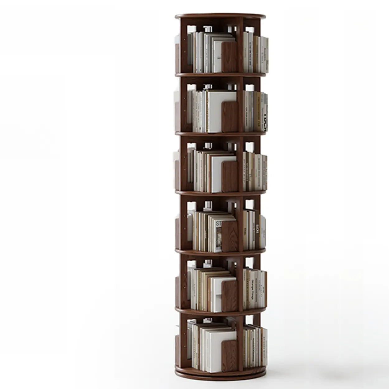 Scandinavian Tiered Rotating Wood Corner Bookshelf