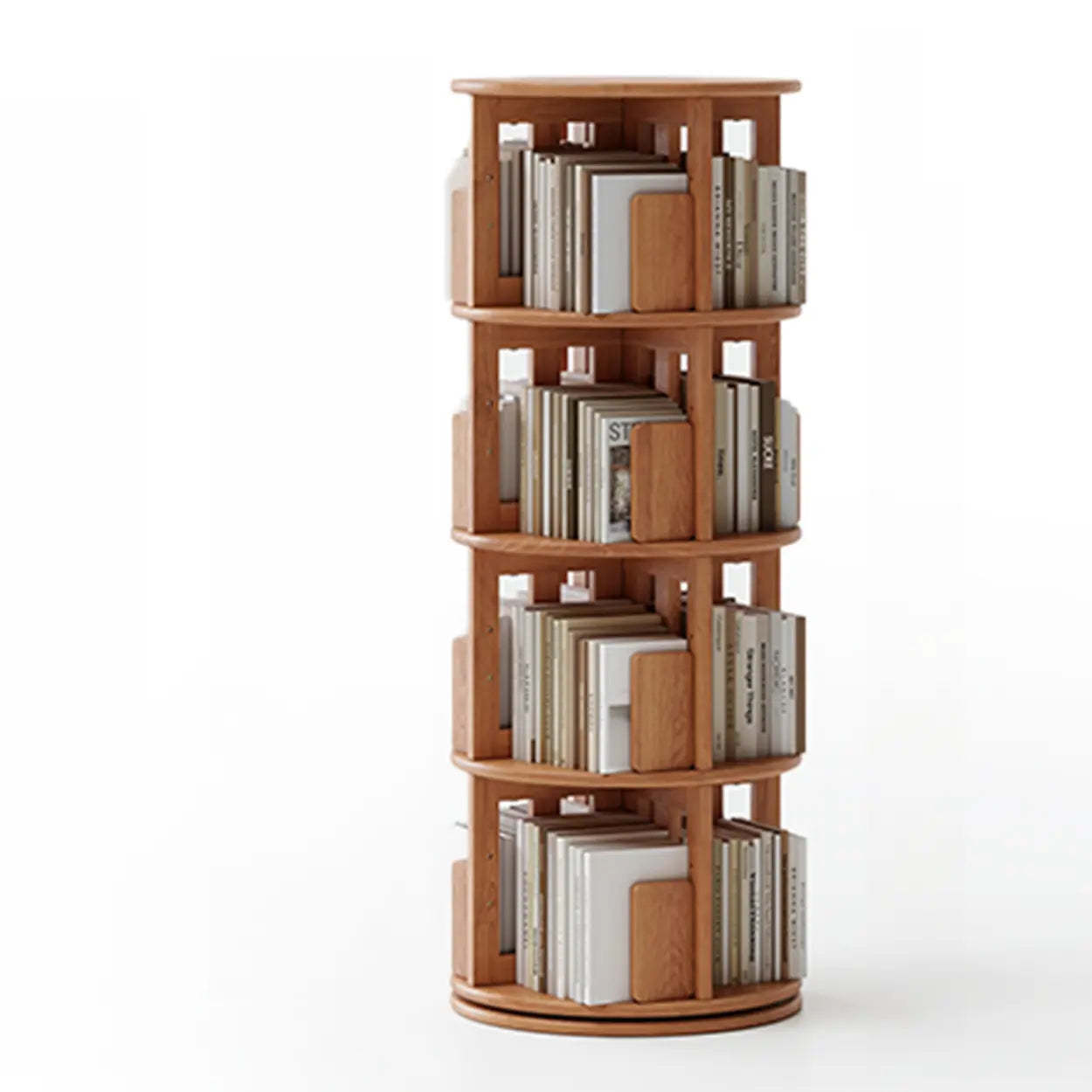 Scandinavian Tiered Rotating Wood Corner Bookshelf