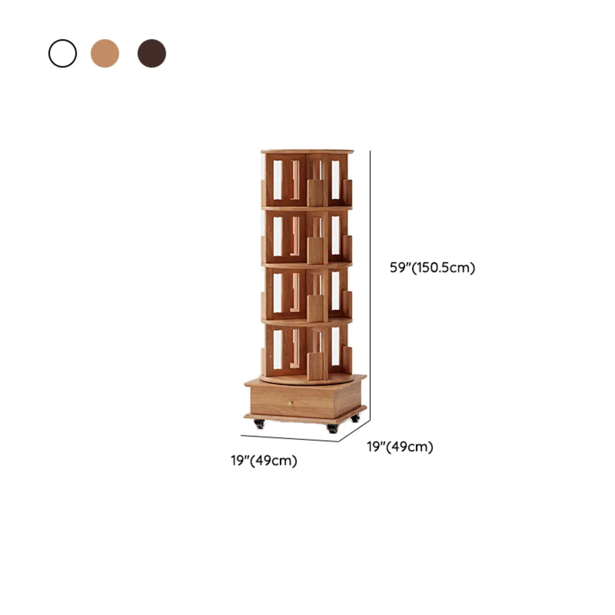 Scandinavian Tiered Rotating Wood Corner Bookshelf