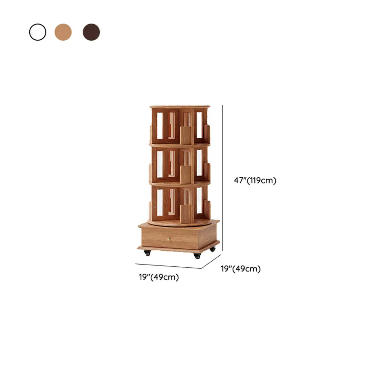 Scandinavian Tiered Rotating Wood Corner Bookshelf
