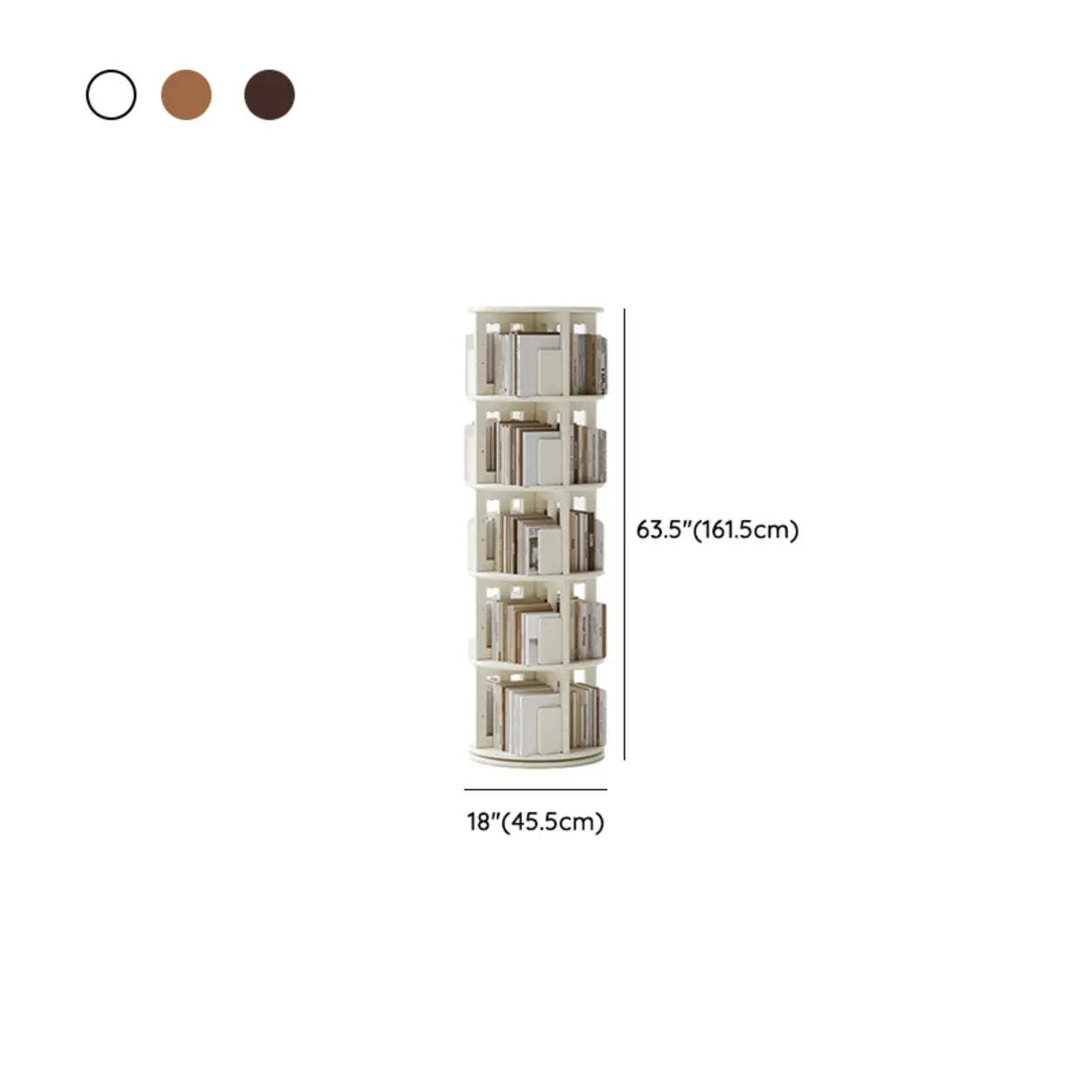 Scandinavian Tiered Rotating Wood Corner Bookshelf