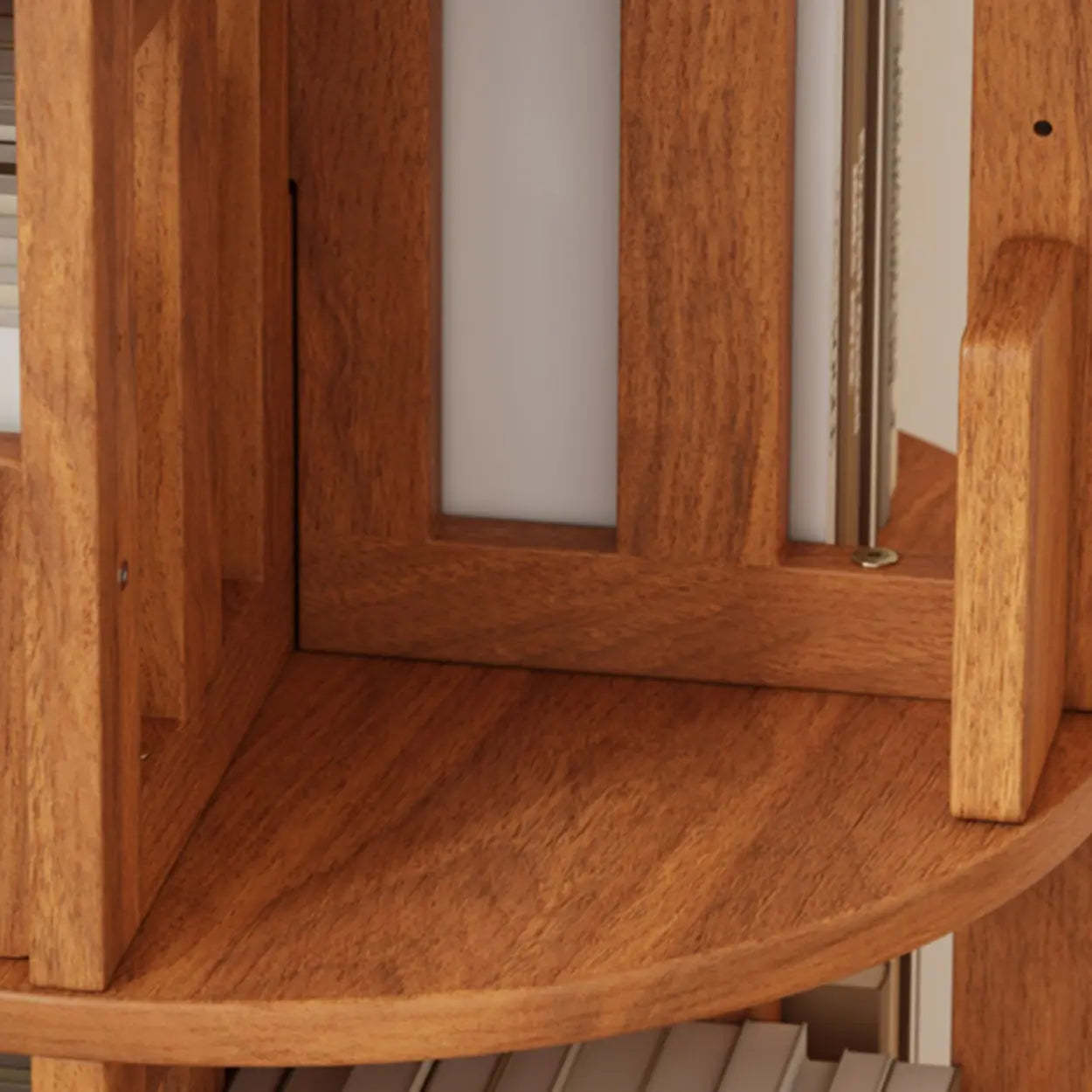 Scandinavian Tiered Rotating Wood Corner Bookshelf — Cream White