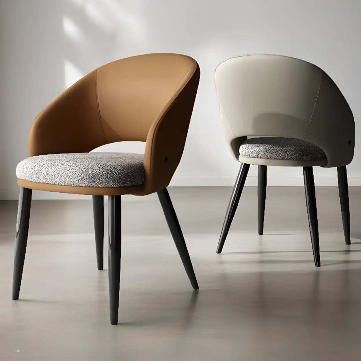 Scandinavian Upholstered Arm Dining Chair — Red