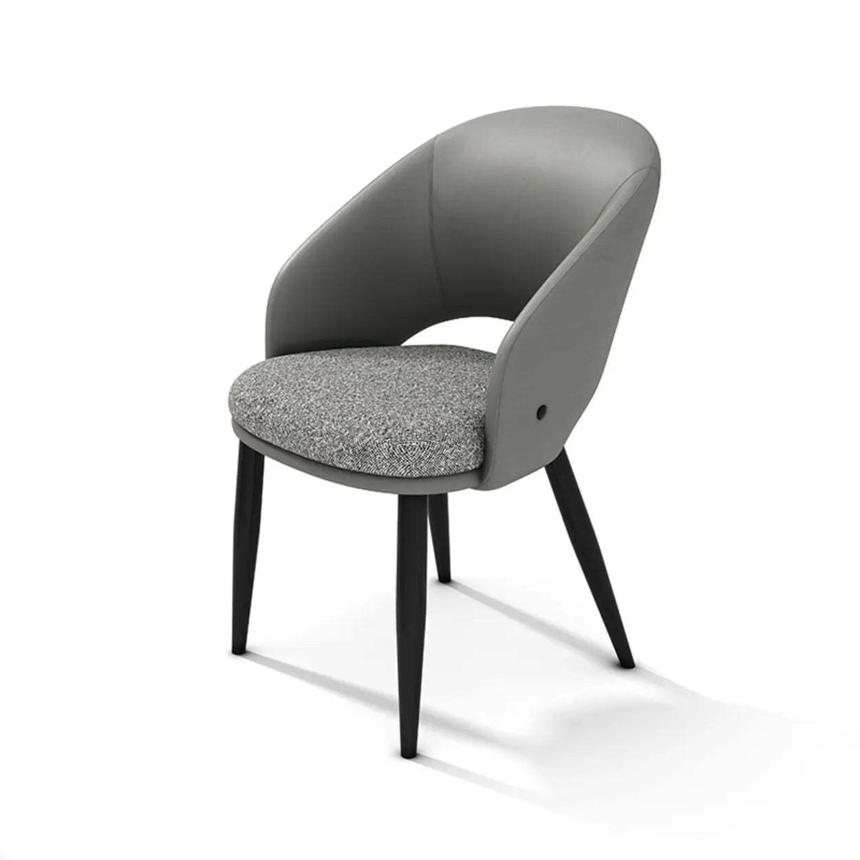 Scandinavian Upholstered Arm Dining Chair — Dark Gray