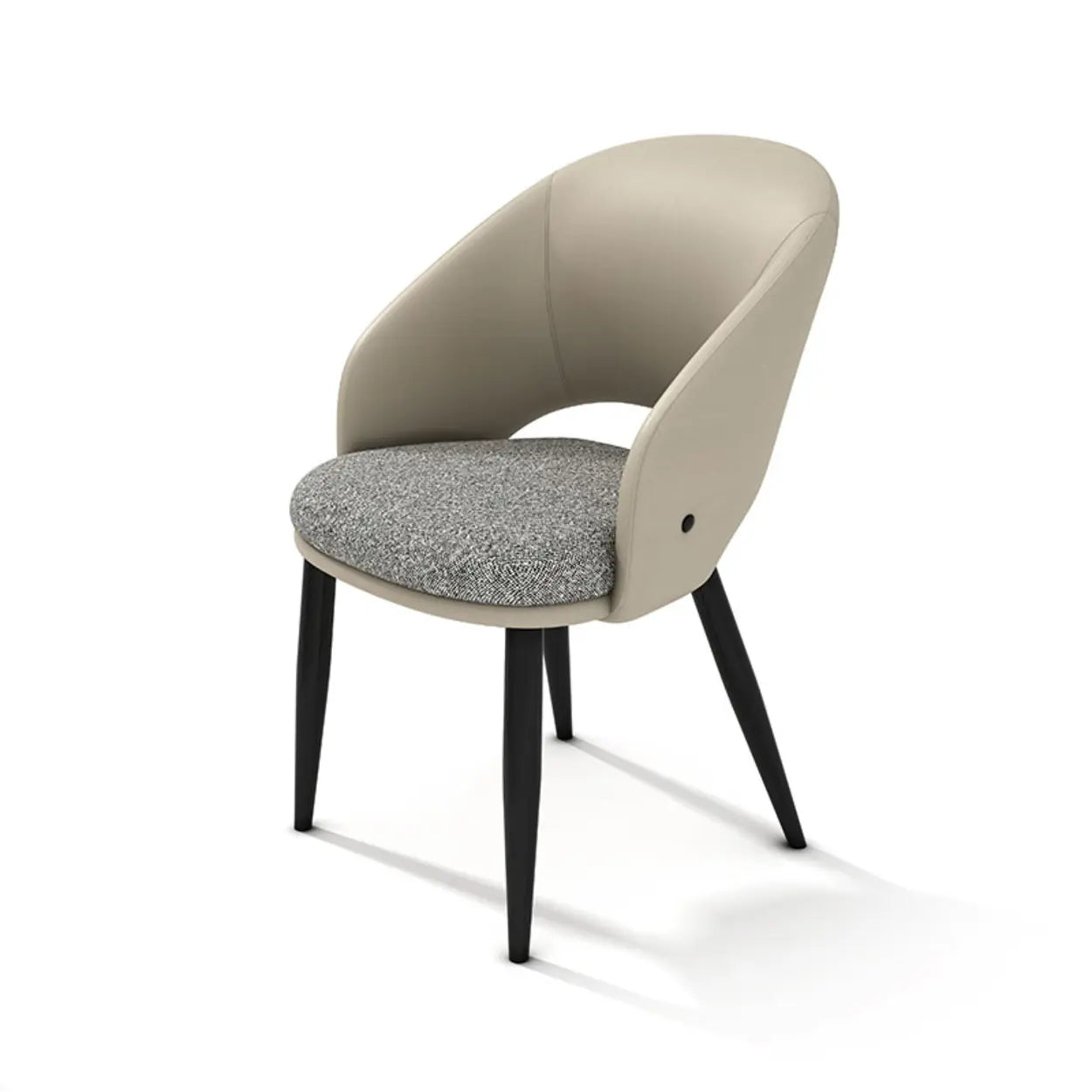 Scandinavian Upholstered Arm Dining Chair — Light Gray
