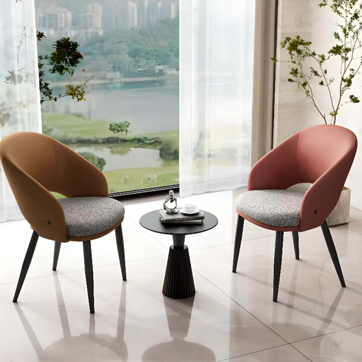 Scandinavian Upholstered Arm Dining Chair