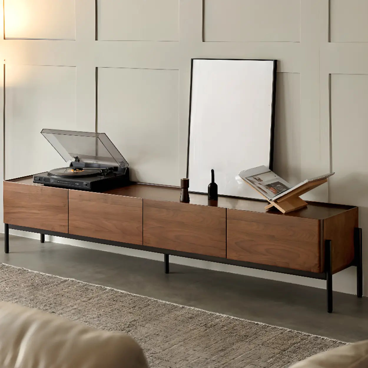 Scandinavian Walnut Sideboard TV Stand with Drawers