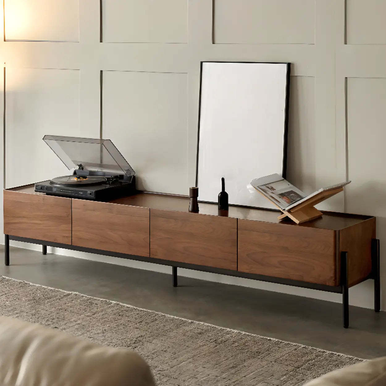 Scandinavian Walnut Sideboard TV Stand with Drawers