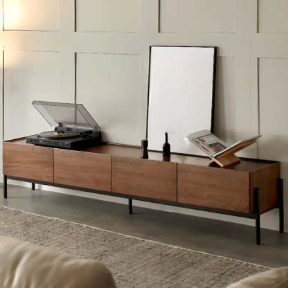 Scandinavian Walnut Sideboard TV Stand with Drawers