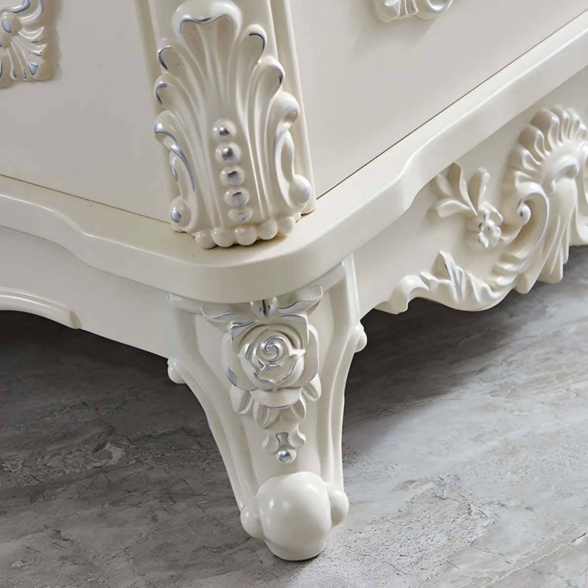 Scandinavian White Wood Computer Desk with Storage Drawers