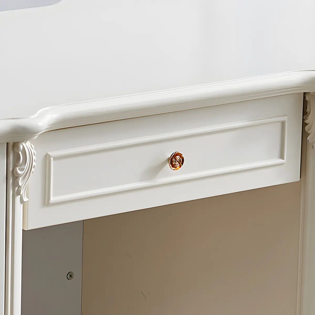 Scandinavian White Wood Computer Desk with Storage Drawers